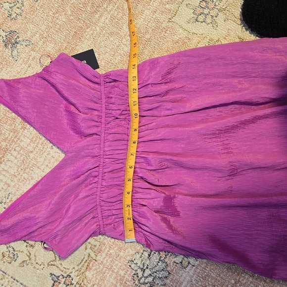 Taylor Pink V-Neck Sleeveless Tie Waist Lined 2 Pocket Maxi Dress Size Small - Picture 14 of 14